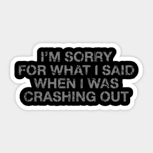 I'm Sorry For What I Said When I Was Crashing Lot Sticker